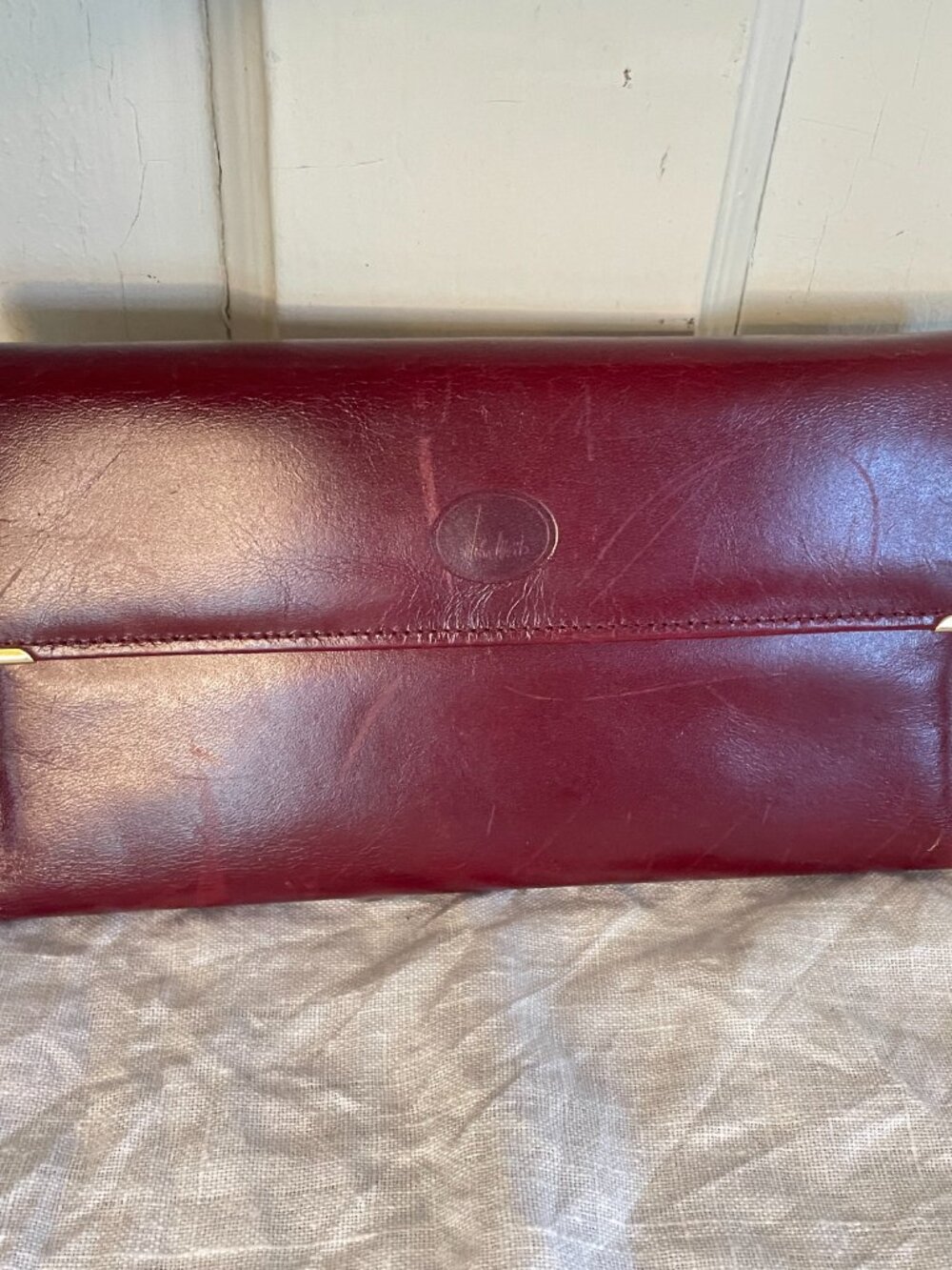 VTG Red Leather John Weitz Wallet Check Book w/ Pen